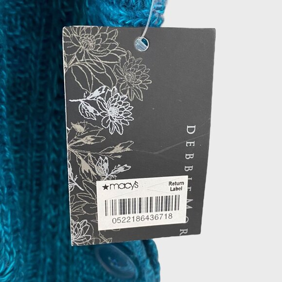 Debbie Morgan Sweater Poncho Blue Women's Medium Knit Scoop-Neck Pullover New - Picture 8 of 13